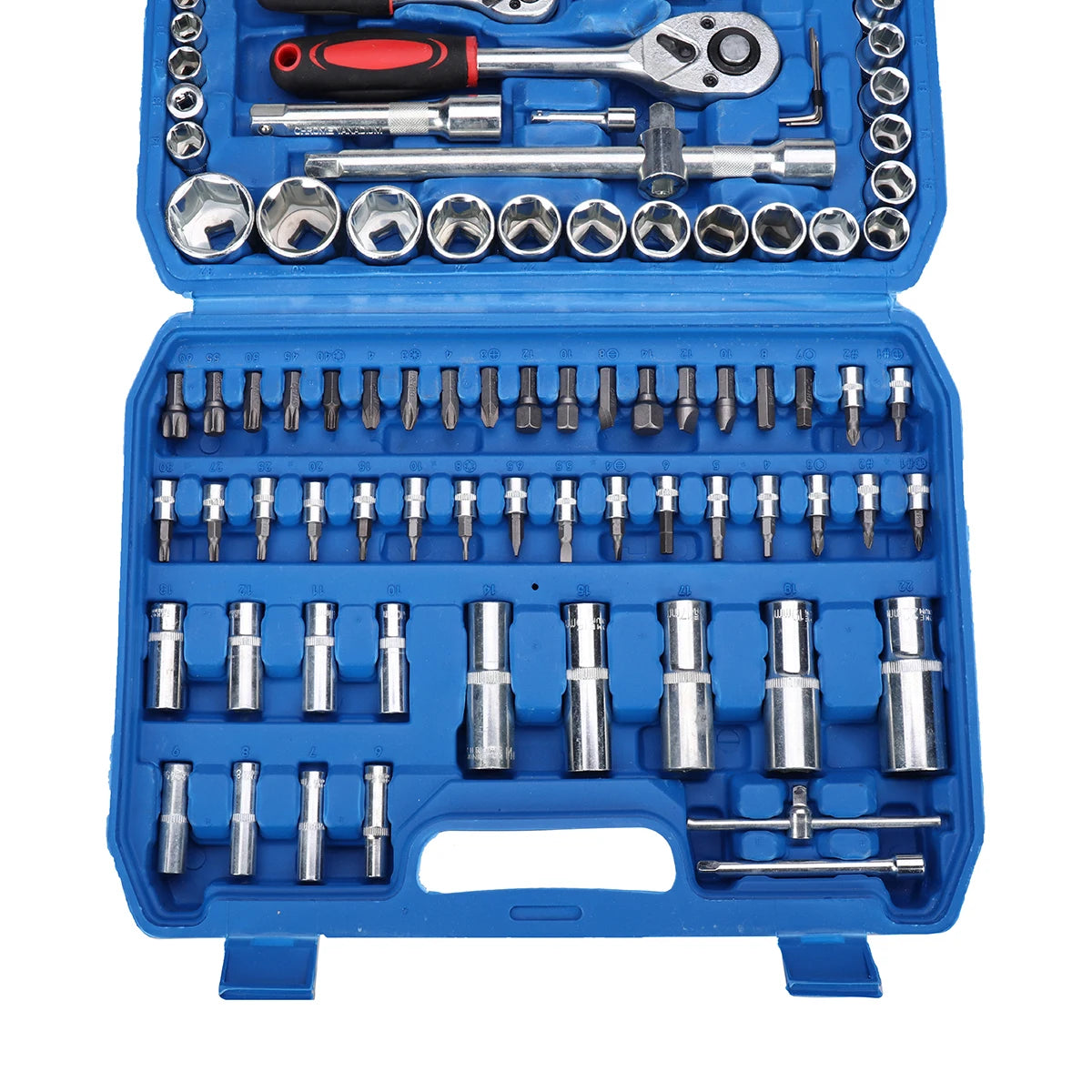Set di chiavi a cricchetto da 108 pezzi, kit combinato di chiavi dinamometriche per riparazione auto, con attacco da 1/4" e 1/2", cacciaviti e punte, utensili manuali