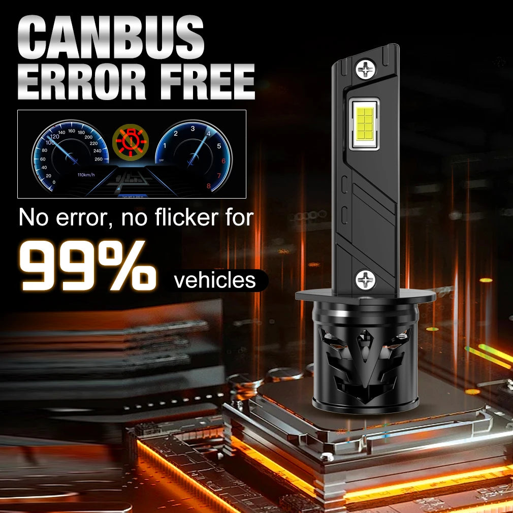 XSTORM H1 Lampadine LED 40000LM 100W Fari LED H1 Canbus con Ventola, Luci Turbo per Auto 6000K 12V Plug & Play