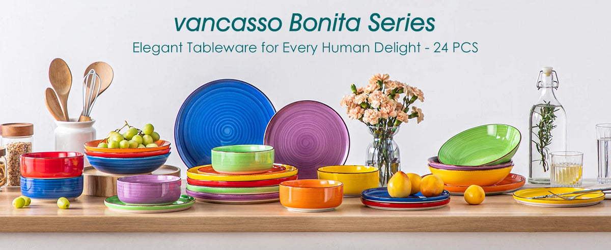 Vancasso 12/18/24 pezzi set di piatti in ceramica modello di spirali dipinti a mano di colore misto 4/6 pezzi piatti piani/dessert/cucina/piatti da zuppa