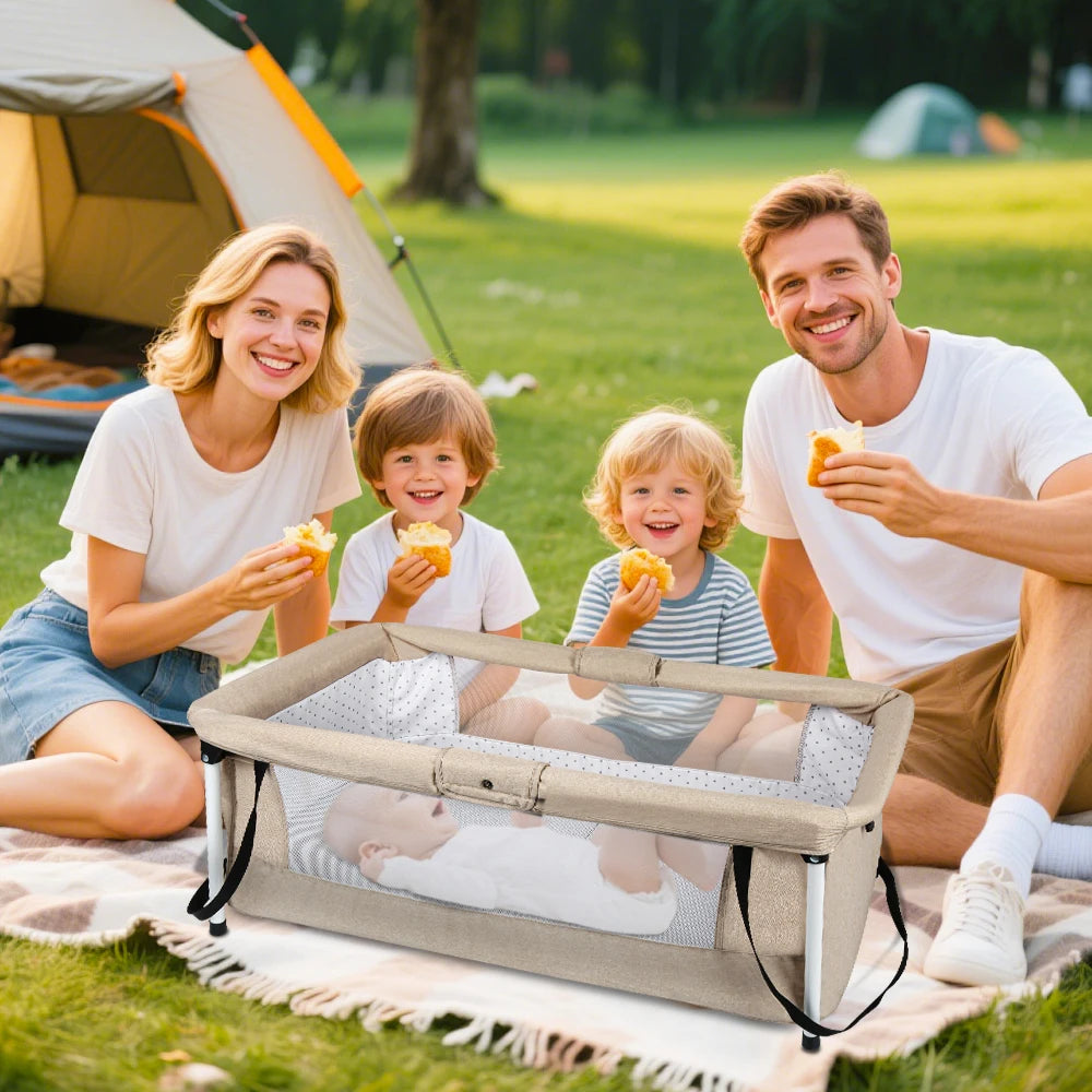 Culla da viaggio pieghevole, ideale per il sonno coniugale, per bambini, portatile, con recinto, adatta a neonati e bambini fino a 35 kg, con lati ventilati, rimovibile e lavabile, resistente all'usura, dimensioni 90*70*50 cm