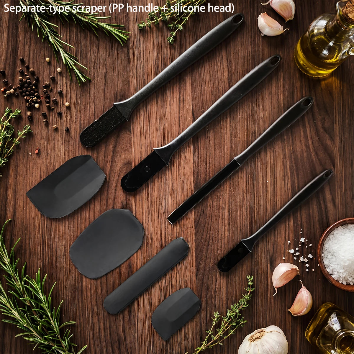 Set di utensili da cucina in silicone da 6 pezzi, spatola per crema, spatola, pennello per olio, set di raschietti di varie misure, strumento per la cottura, non integrato