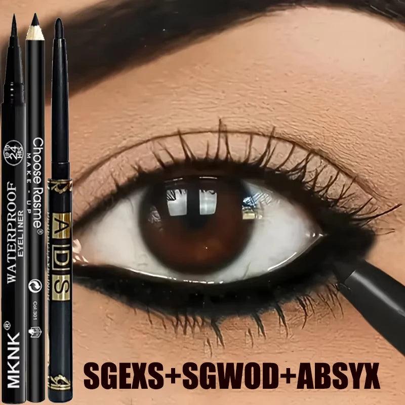 1-20 matite per eyeliner nere impermeabili - Trucco occhi punk liscio, altamente pigmentato, a lunga tenuta, resistente alle sbavature e adatto ai principianti