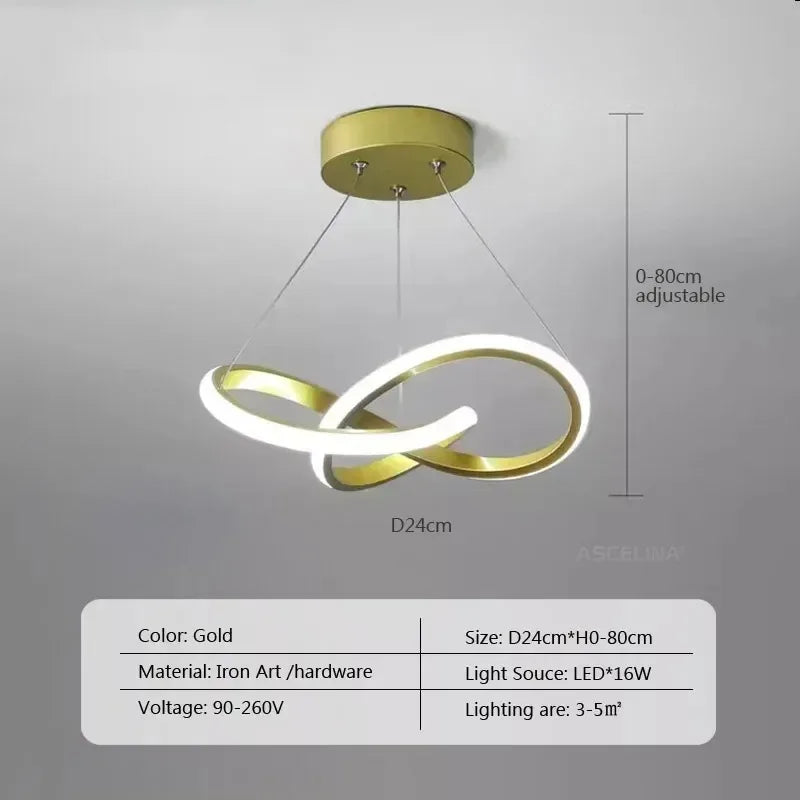Lampada a sospensione moderna a LED con design irregolare aerodinamico Piccola lampada a sospensione creativa per camere da letto, sala da pranzo, sale studio
