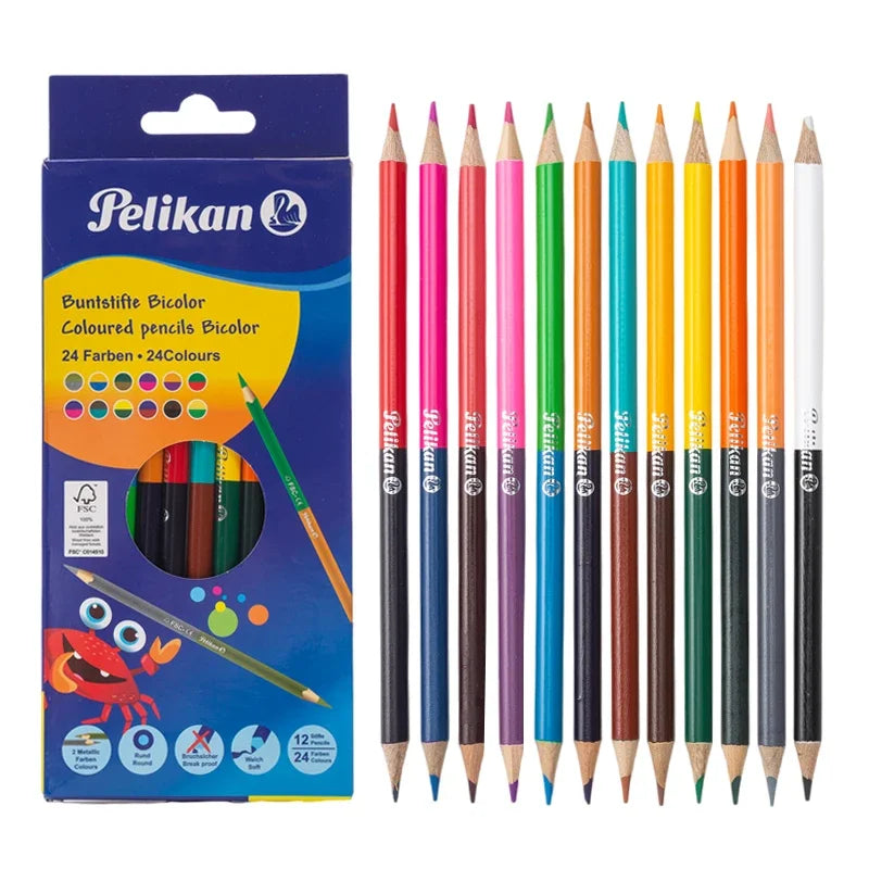 Matite a doppia testa da 24 colori per bambini Disegno professionale Schizzi e arte pastello Materiale scolastico premium per studenti