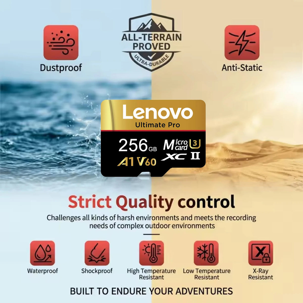 Scheda di memoria Micro SDXC TF Lenovo, alta velocità di trasferimento, UHS-I C10 U3, 64 GB, 128 GB, 256 GB, 512 GB, 1 TB, per PC, laptop e telecamere di sorveglianza.