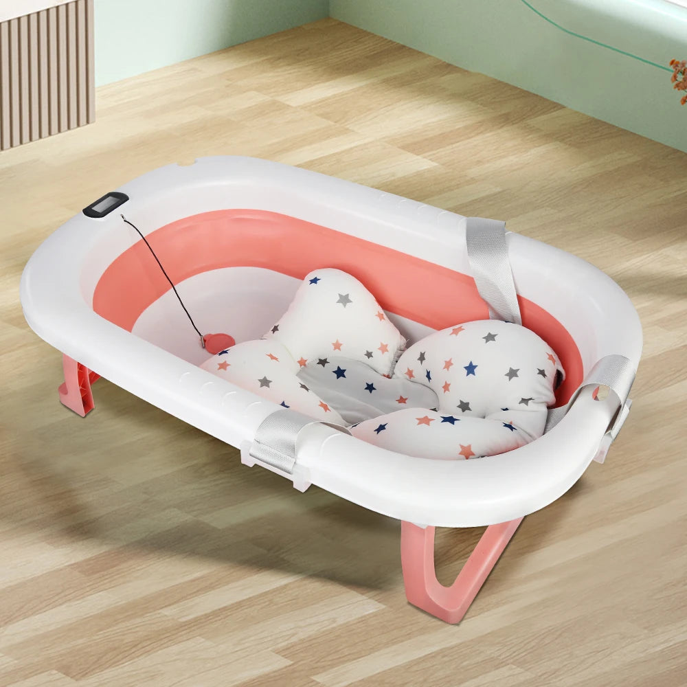 Cuscino da bagno pieghevole per neonati, ideale come regalo di nascita per bambine, adatto da 0 a 3 anni, Rosa/Grigio/Verde/Blu