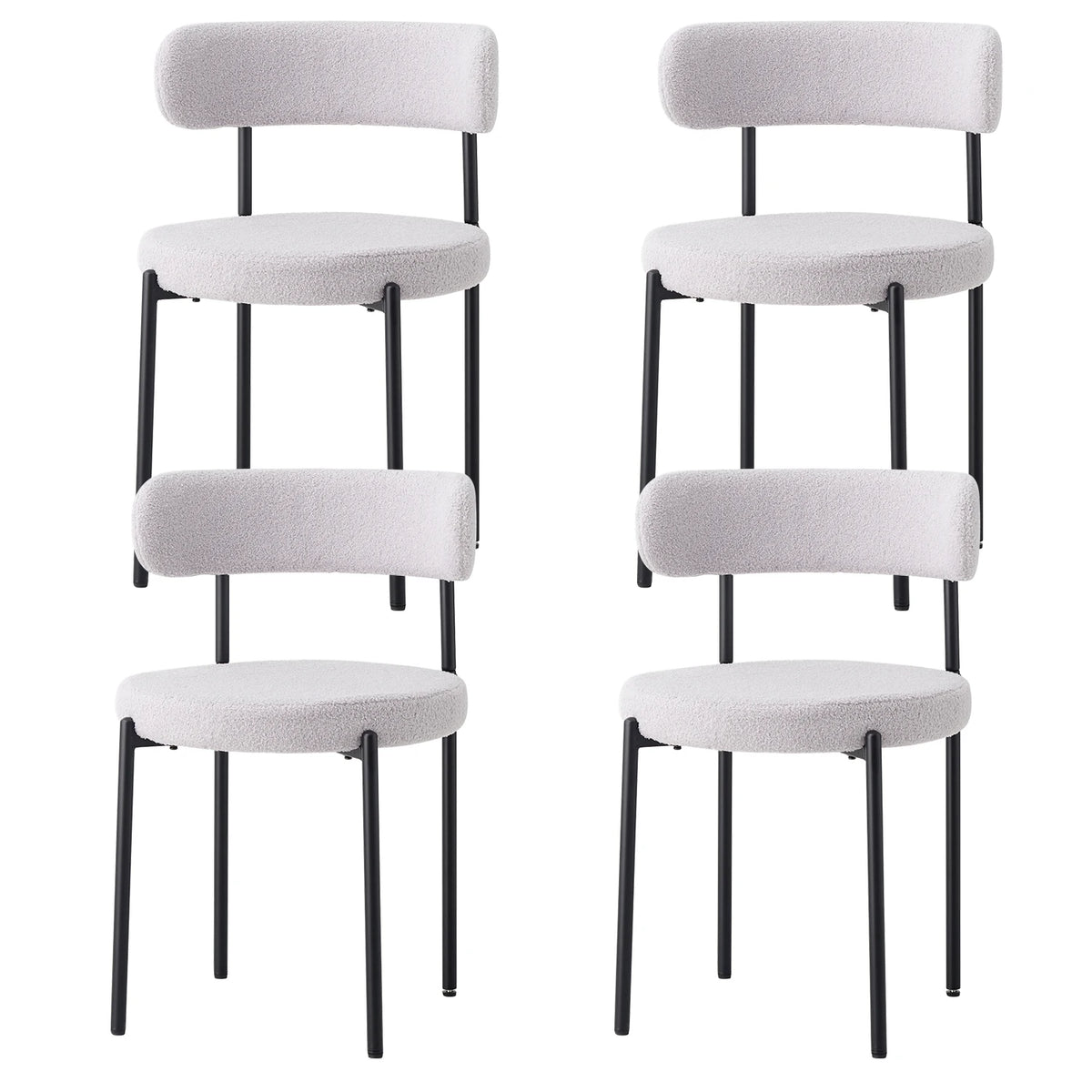 EGOONM Set di 2/4/6 Sedie da Pranzo in Stile Nordico, Sedie Imbottite in Velluto Teddy per Cucina e Sala da Pranzo