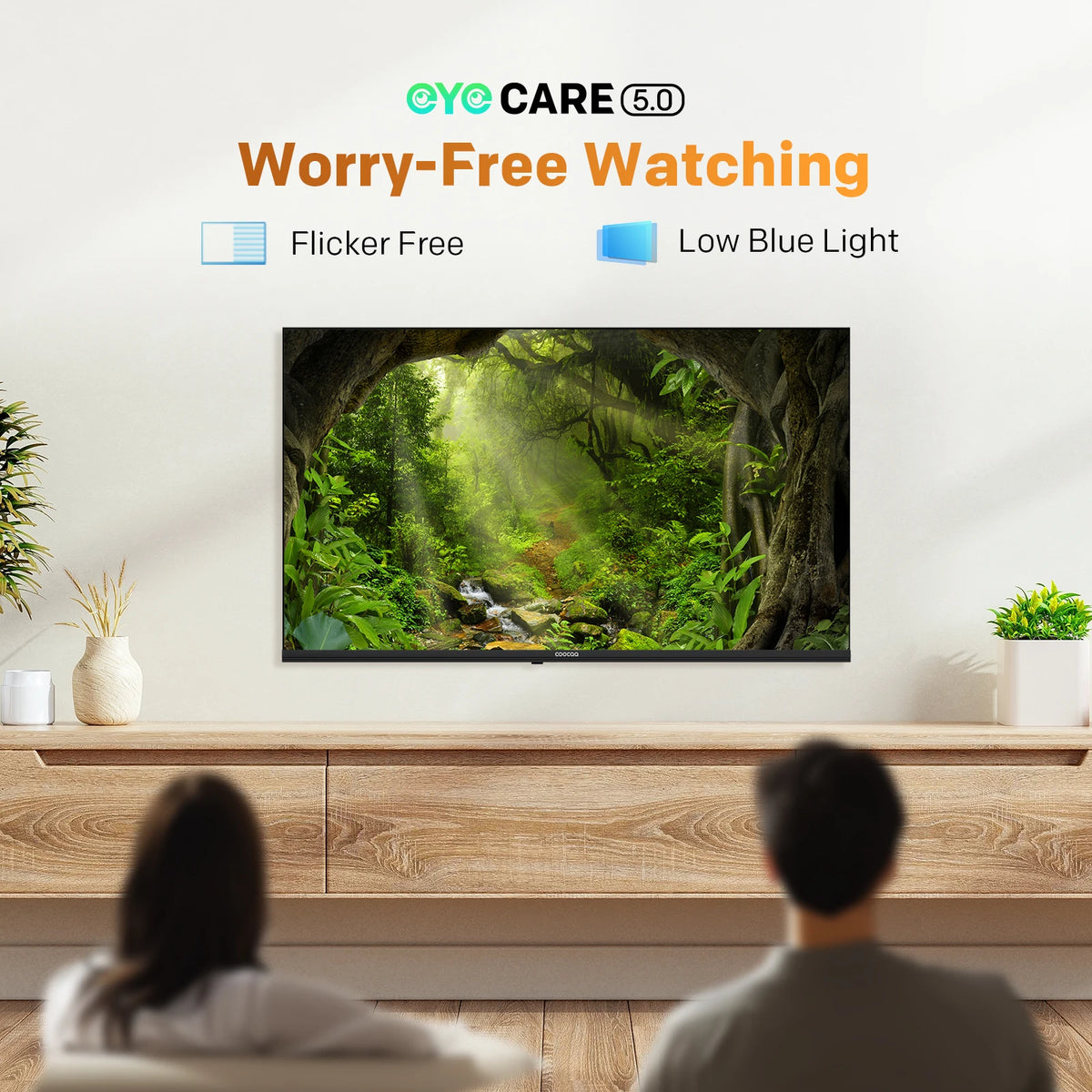 Coocaa Smart TV QLED da 32" – Google Cast integrato, 60Hz, HDR10 e HLG, Dolby Audio, Qyocare 5.0 Anti Luce Blu, senza sfarfallio, 2 porte HDMI e 2 porte USB, luminosità di 200 cd/m²