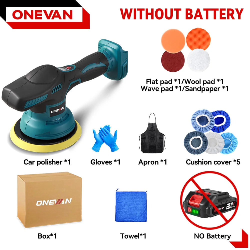ONEVAN Lucidatrice per auto elettrica 8 marce 7800 giri/min Cordless Auto Car Lucidatura Ceretta Utensile elettrico rotante per Makita 18V Batteria Spille