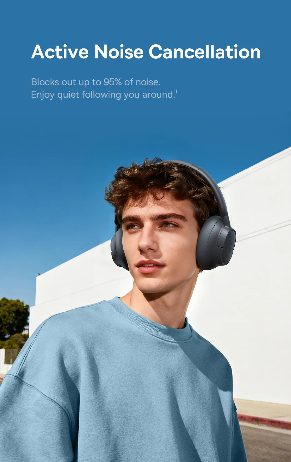 Cuffie Wireless ANC Baseus 80H, Auricolari Over-Ear con 95% di Cancellazione del Rumore, Cuffie Bluetooth 6.0 BH1 NC LITE