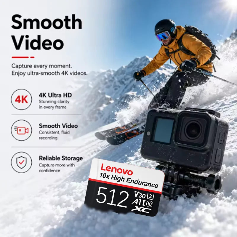 Scheda Micro SD Lenovo ad alta velocità, 512 GB, 1 TB, classe A2, per Nintendo Switch, Steam Deck e smartphone – disponibili anche schede di memoria da 256 GB e 128 GB.