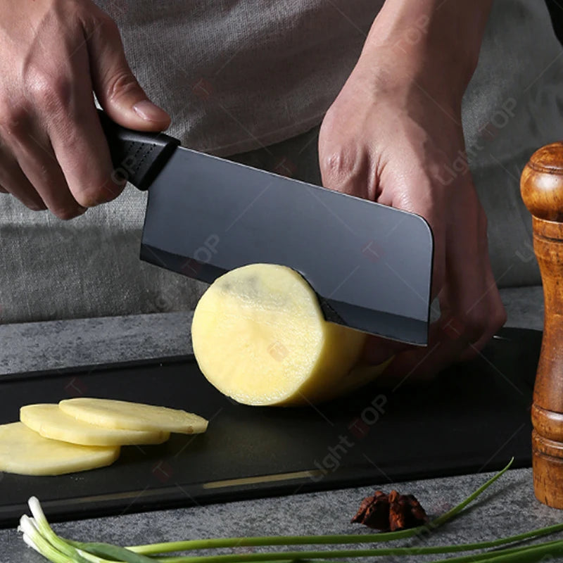 WXCOO Coltello da Cucina, Coltello da Chef per Frutta, Affettatrice per Verdure, Coltello per Disossare, Tritatutto Domestico con Coperchio, Mannaia in Acciaio Inox