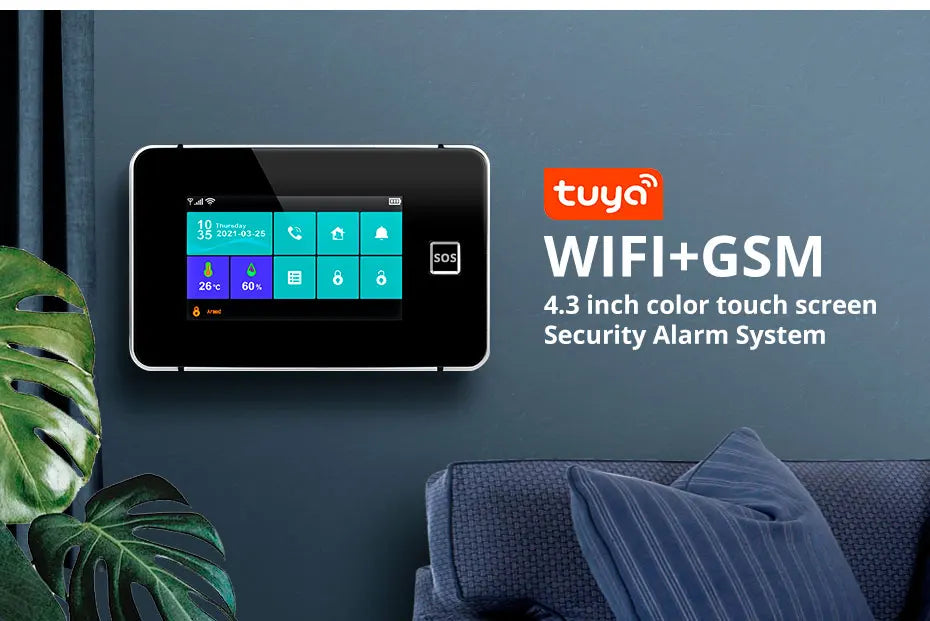 KERUI 2G WIFI GSM Sistema di Allarme Domestico Set Touch Screen da 4.3 pollici Sistema di Allarme di Sicurezza Tuya Smart App Alexa per la Casa Antifurto