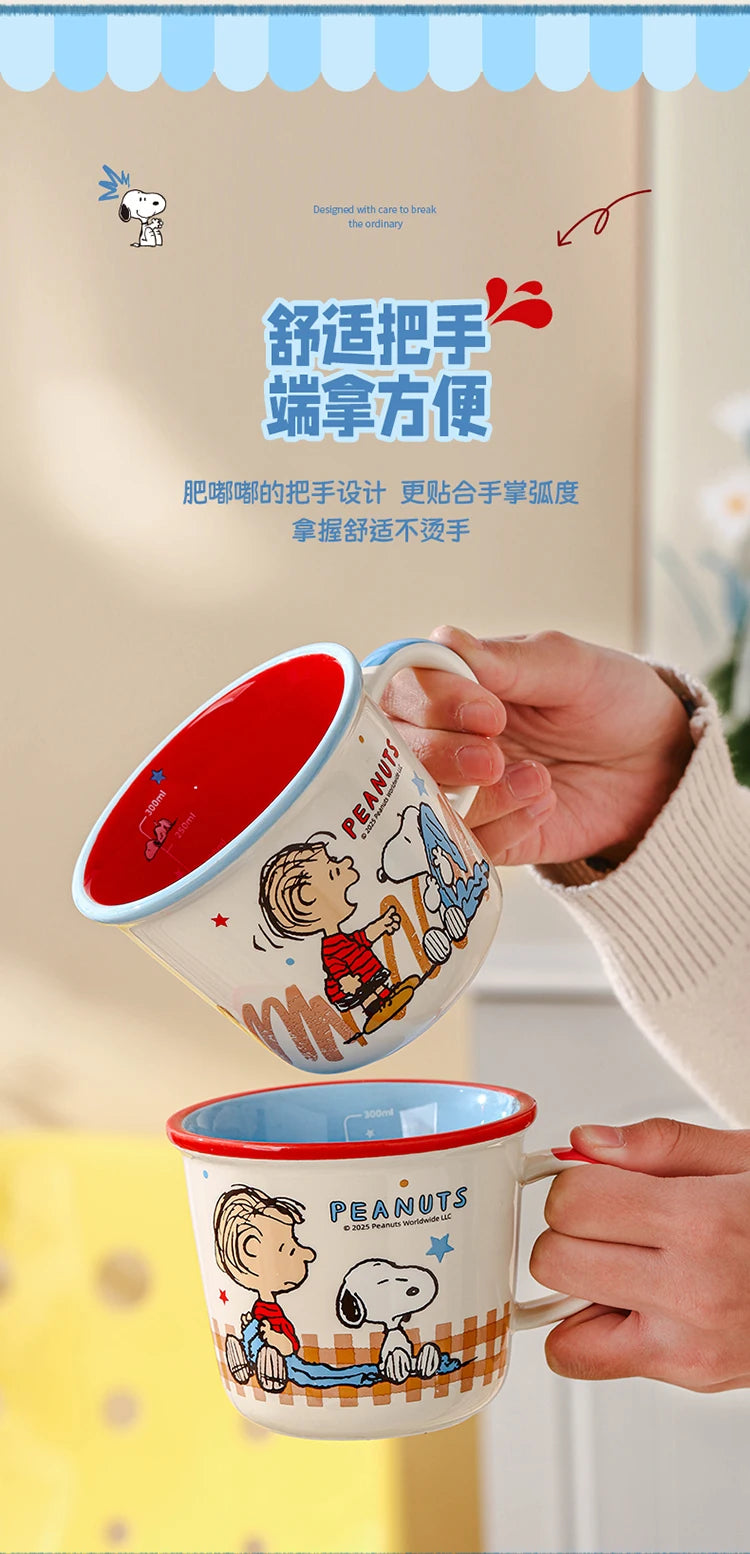 Set di Tazze in Ceramica Colorata da 340Ml con Snoopy, Design Carino con Manico, Bellissima Tazza per Caffè e Acqua per Casa e Ufficio, Regalo di Compleanno per Bambini
