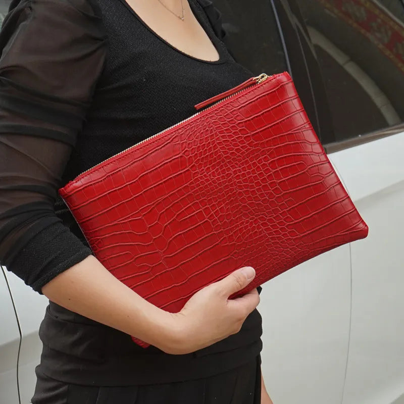 Borsa Clutch da Donna in Pelle PU Effetto Coccodrillo, Pochette da Sera a Busta, Nuova Collezione 2026, Borsa a Mano Femminile, Pochette da Donna