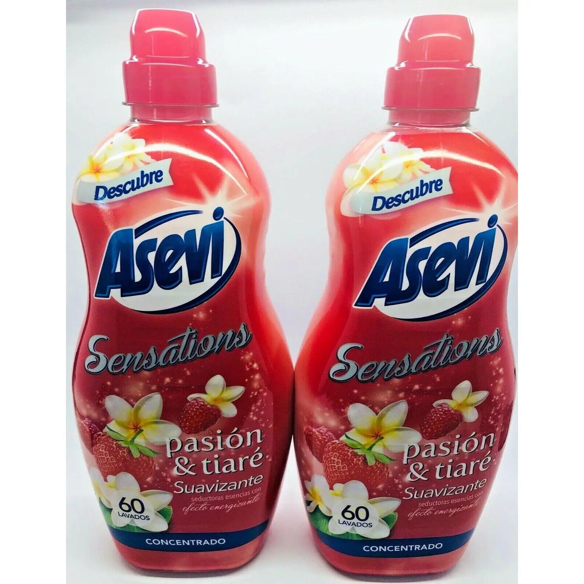 Asevi Passion Ammorbidente per Tessuti - Concentrato 60 Dosaggi - Fragranza Frutta e Fiori - Morbidezza Duratura - Confezione da 2 x 60 Dosaggi