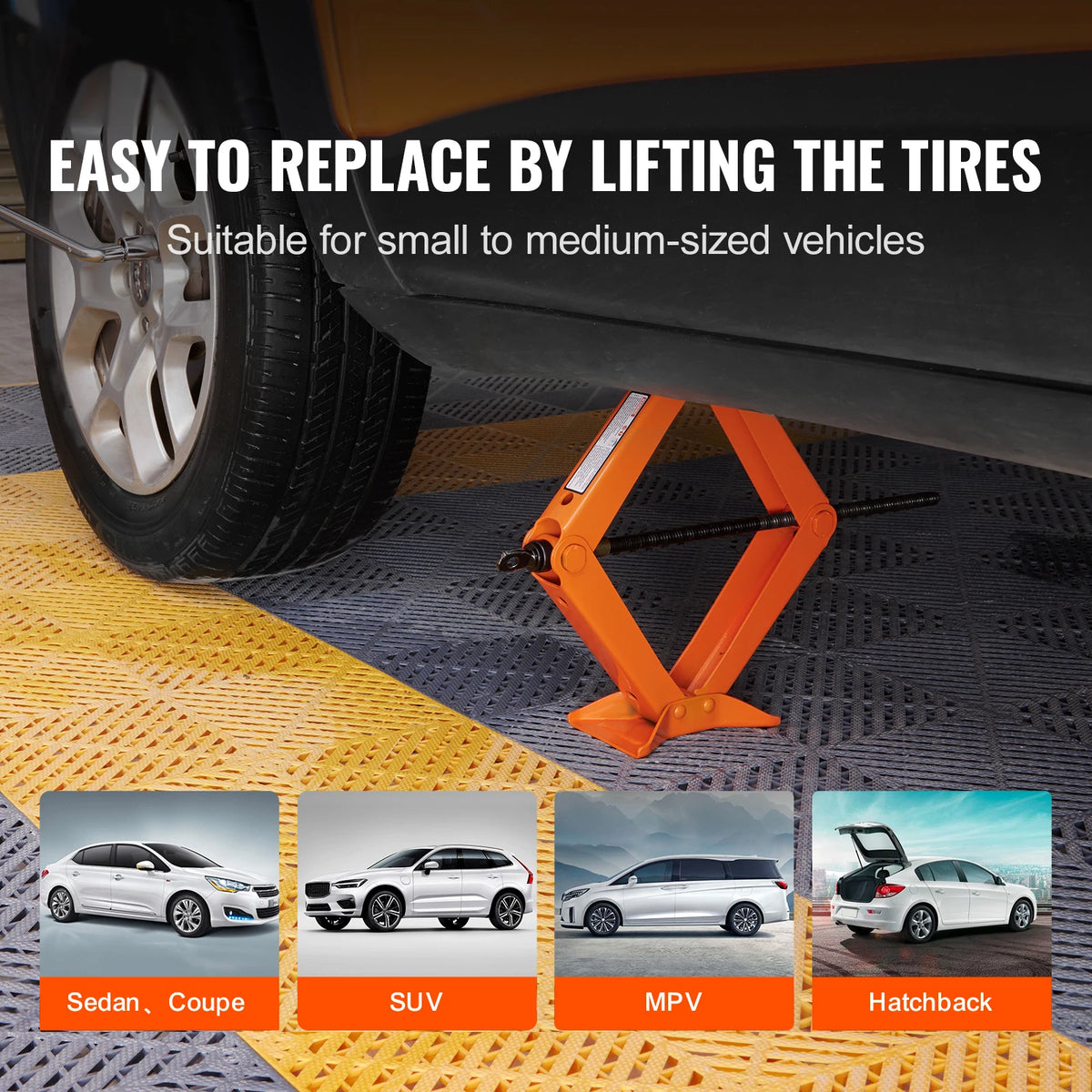 SucceBuy Scissor Jack 2.5 Ton Scissor Car Jack 3.7 "-17.1" Gamma di sollevamento Scissor Lift Jack Portatile Pneumatico per Auto Camion SUV
