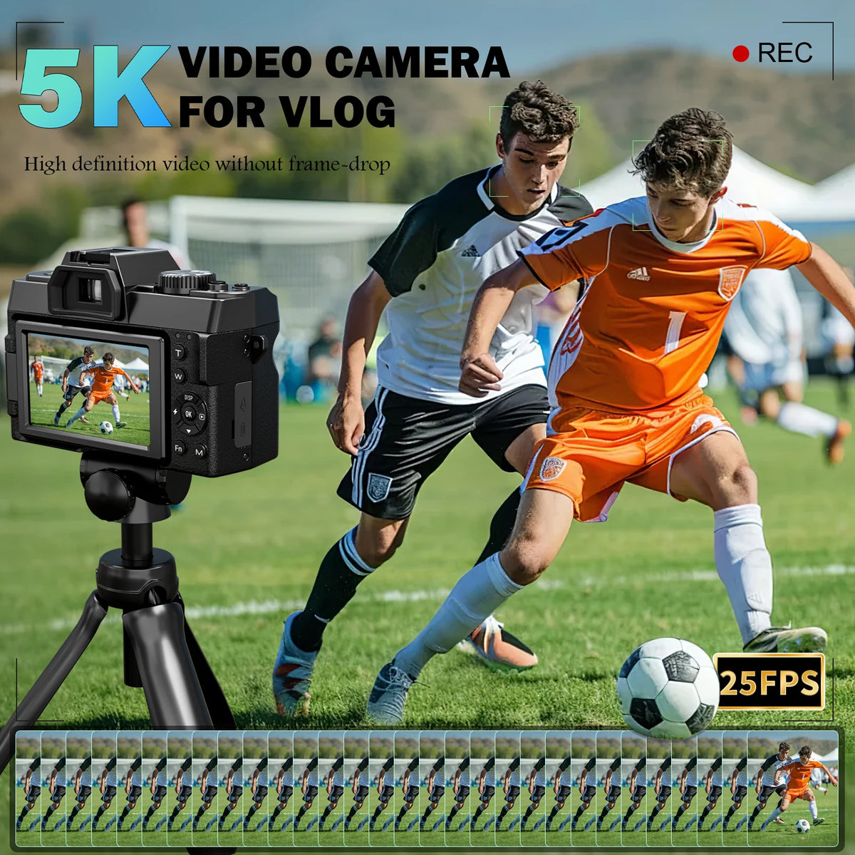 Videocamera Vlog NBD 64MP 5K con Zoom Digitale 16X, Schermo Ribaltabile da 3 Pollici, Microfono e Batteria a Lunga Durata per YouTube, Streaming Live, Selfie, Regalo per Ragazze