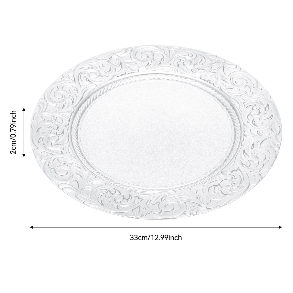 Set da 100 sottopiatto, sottopiatto rotondo, piatti da portata riutilizzabili, sottopiatto da 13 pollici per piatti da portata, ideale per matrimoni, feste ed eventi, design con fondo incavato stabile, elegante decorazione pr