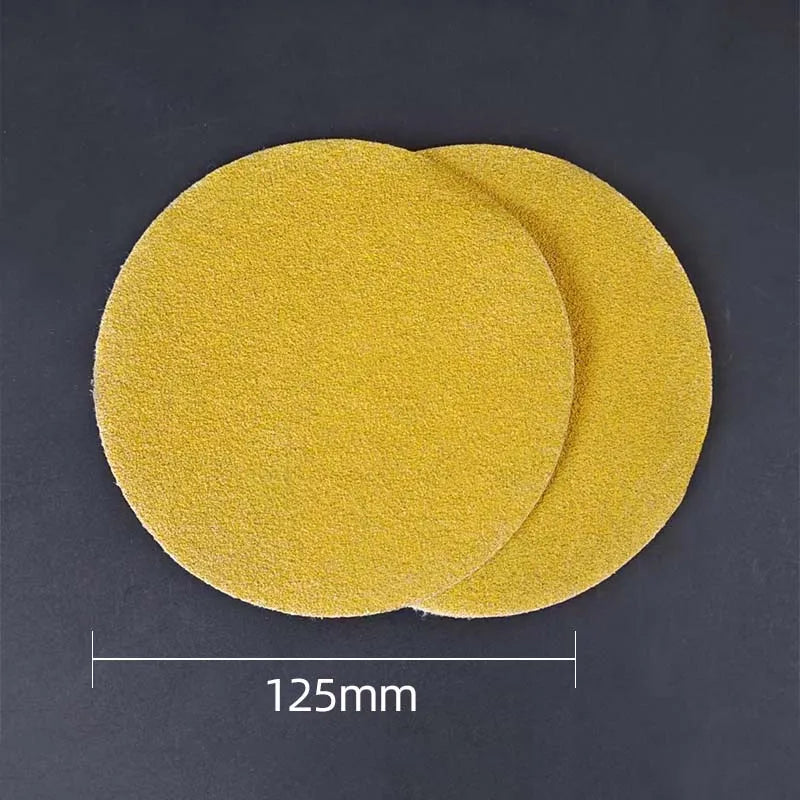 Carta vetrata per molatura a secco da 5 pollici Carta vetrata gialla con disco floccato da 125 mm senza fori per levigare e lucidare