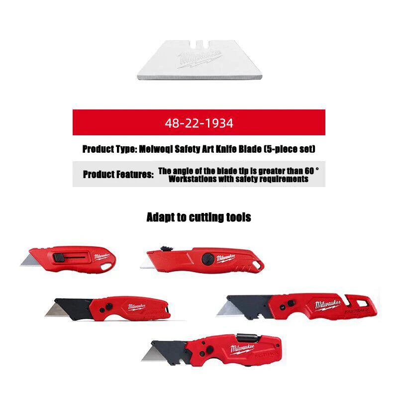 Serie Milwaukee FASTBACK, Coltello Multifunzione Pieghevole 6-in-1, Angolo della Lama Inferiore a 60 Gradi ° Coltello pieghevole con custodia, coltello artistico
