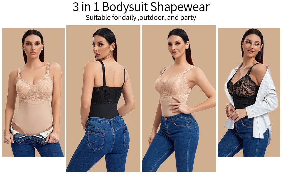 Perizoma in pizzo Body Shapewear Donna Nuovo Shaper per tutto il corpo Vita sottile Tummy Control Intimo Pancia piatta Corsetto liscio Nudo