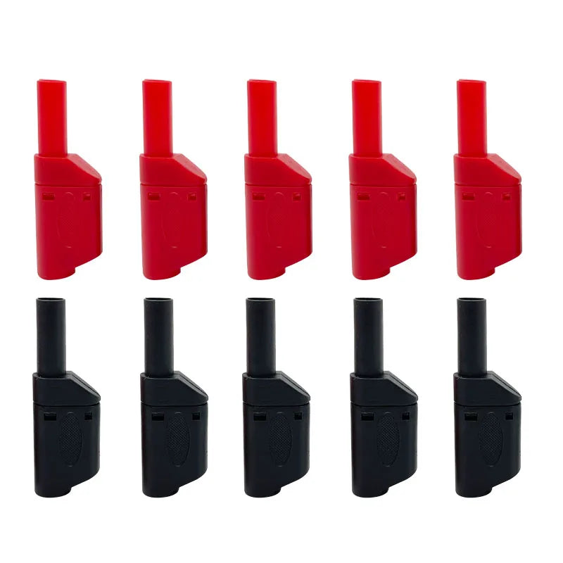 20 pz/4mm maschio guaina retrattile impilabile spina a Banana avvolto completamente isolato filo di sicurezza connettore a saldare nero rosso