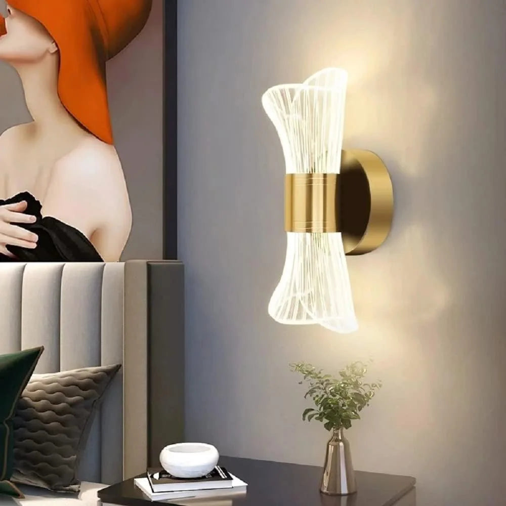 Lampada da parete per interni a LED 12W Lampada da parete moderna dimmerabile a 3 temperature di colore, illuminazione da parete in metallo acrilico per scale dell'ufficio della camera da letto