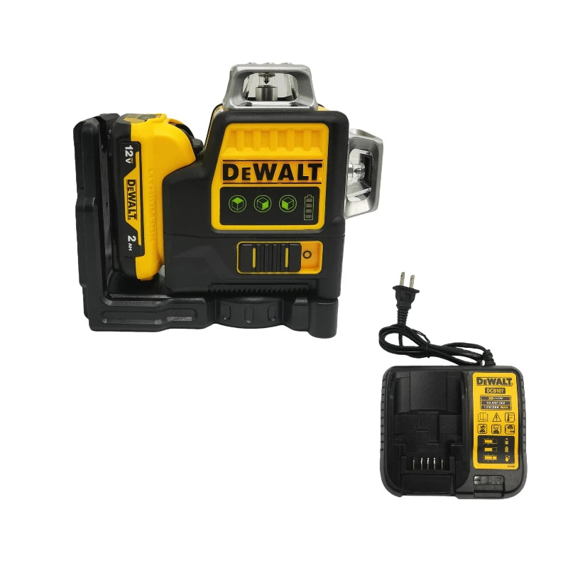 Dewalt DW089LG Livella Laser Verde con Batteria al Litio 12V, 3 Lati 360 Gradi Linee Orizzontali e Verticali Strumento di Misurazione per Esterni