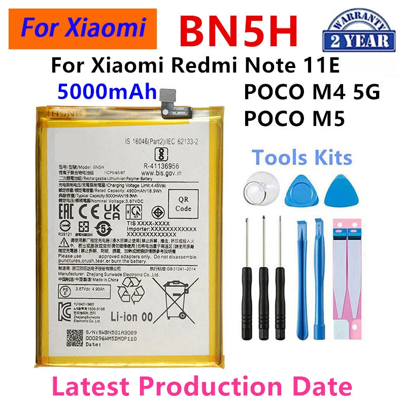 Batterie BN5F BN46 BN5H BN5D BN5L BN5X BN70 per Xiaomi Redmi 7/15/15C/Redmi 14C/12C/10C Note11E/Note 11S/Note 9 Pro