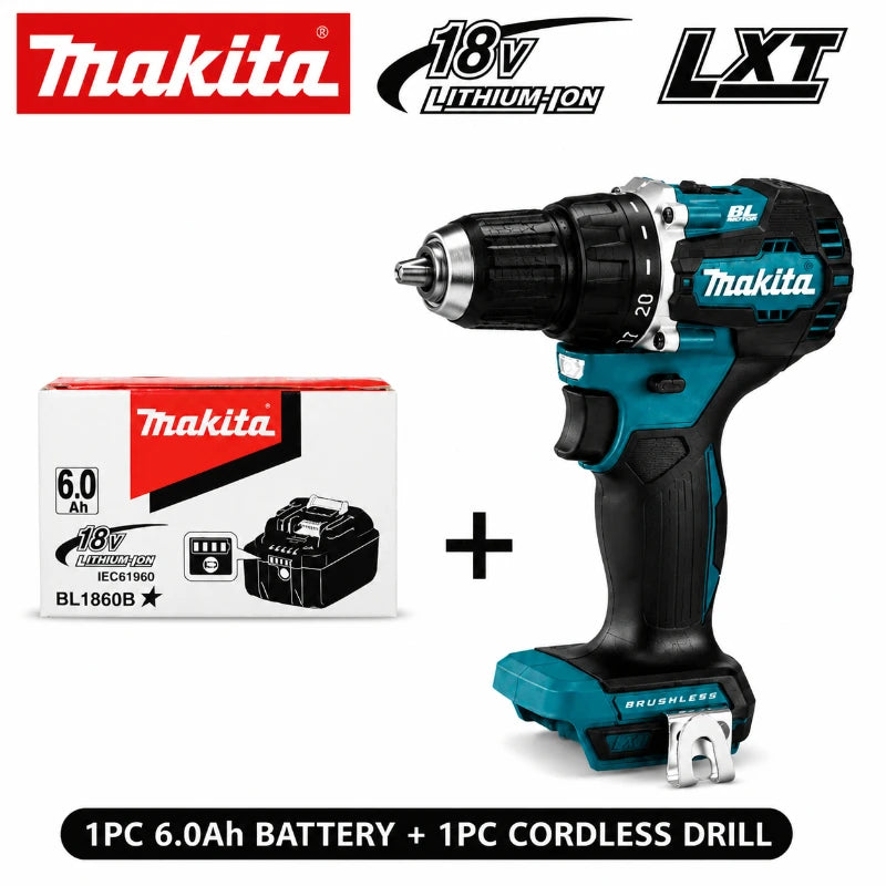 Trapano Avvitatore a Batteria Makita 18V LXT Brushless DDF487 10mm ad Alta Coppia + Batteria BL1860B BL1840 - Spedizione Veloce da Magazzino EU