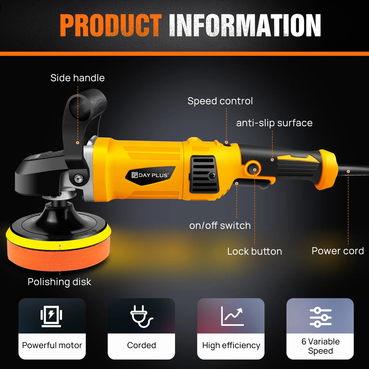 Lucidatrice e Levigatrice per Auto da 1400W, Macchina Lucidatrice Elettrica per Auto con 6 Velocità Variabili 800-3500RPM, Lucidatrice e Ceratrice da 150-180mm, 30 Accessori per Levigatura/Lucidatura/Ceratura/Sigillatura Aut
