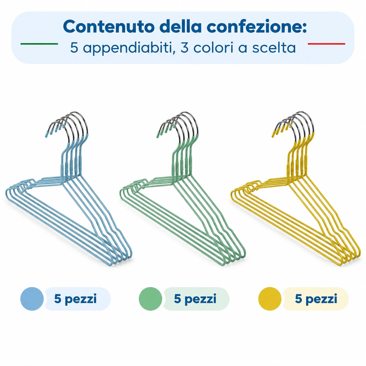 Set appendiabiti in metallo rivestito in vinile, larghezza 40 cm, antiscivolo, salvaspazio, grucce per vestiti, camicie, giacche, organizer per guardaroba, disponibili in 3 colori