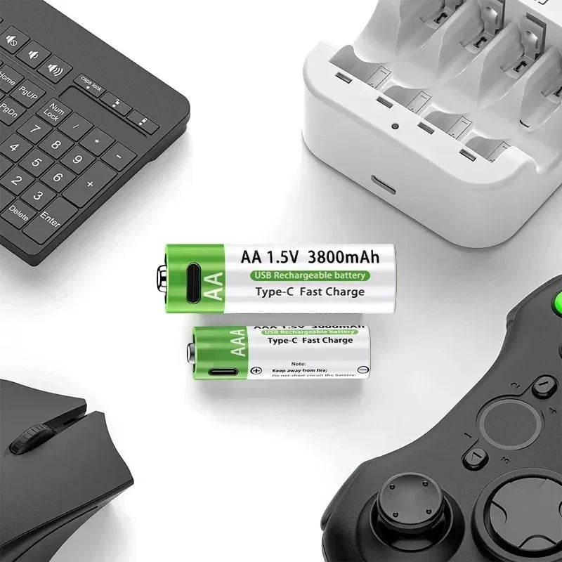 2026 NUOVA Batteria agli Ioni di Litio Tipo-C Ricaricabile ad Alta Capacità AA&AAA per Telecomando, Mouse, Giocattoli Elettrici