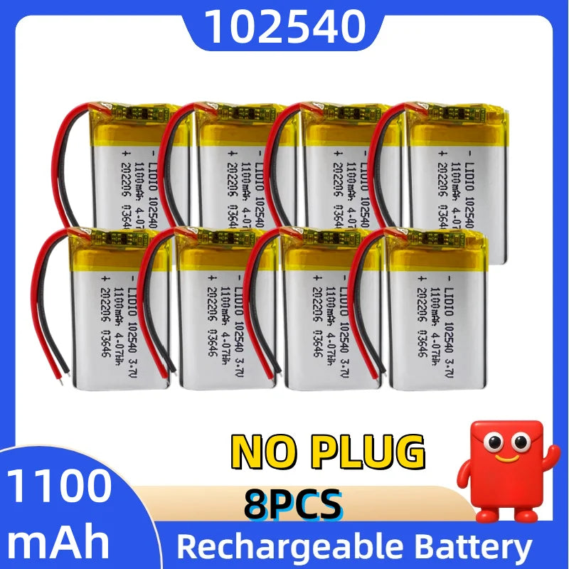 Batteria al litio 3,7 V 102540, 1100 mAh, batterie polimeriche + scheda di protezione PCB per localizzatore GPS, dispositivi MP3/MP4, batteria ricaricabile.