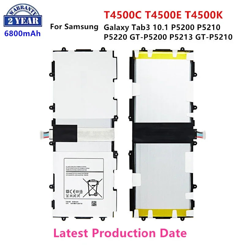 Brand New Tablet T4500C T4500E T4500K Batteria 6800mAh Per Samsung Galaxy Tab3 P5200 P5210 P5220 P5213 Batterie