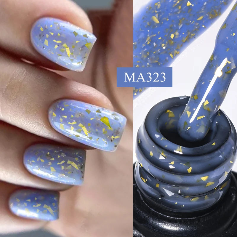 MEET ACROSS 7ml Gelatina Nuda Shimmer Base in gomma Gel Glitter Rosa Viola UV/LED Nail Art Vernis Gel Smalto per manicure Unghie FAI DA TE