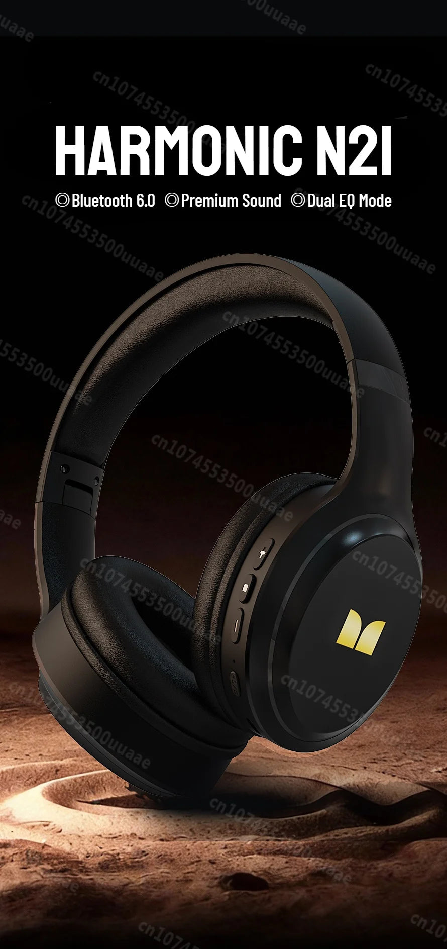 Cuffie Bluetooth 6.0 Monster N21 con Doppia Modalità EQ, Auricolari Stereo Immersivi, Pieghevoli Over-Ear, con Microfono, Cablate/Wireless