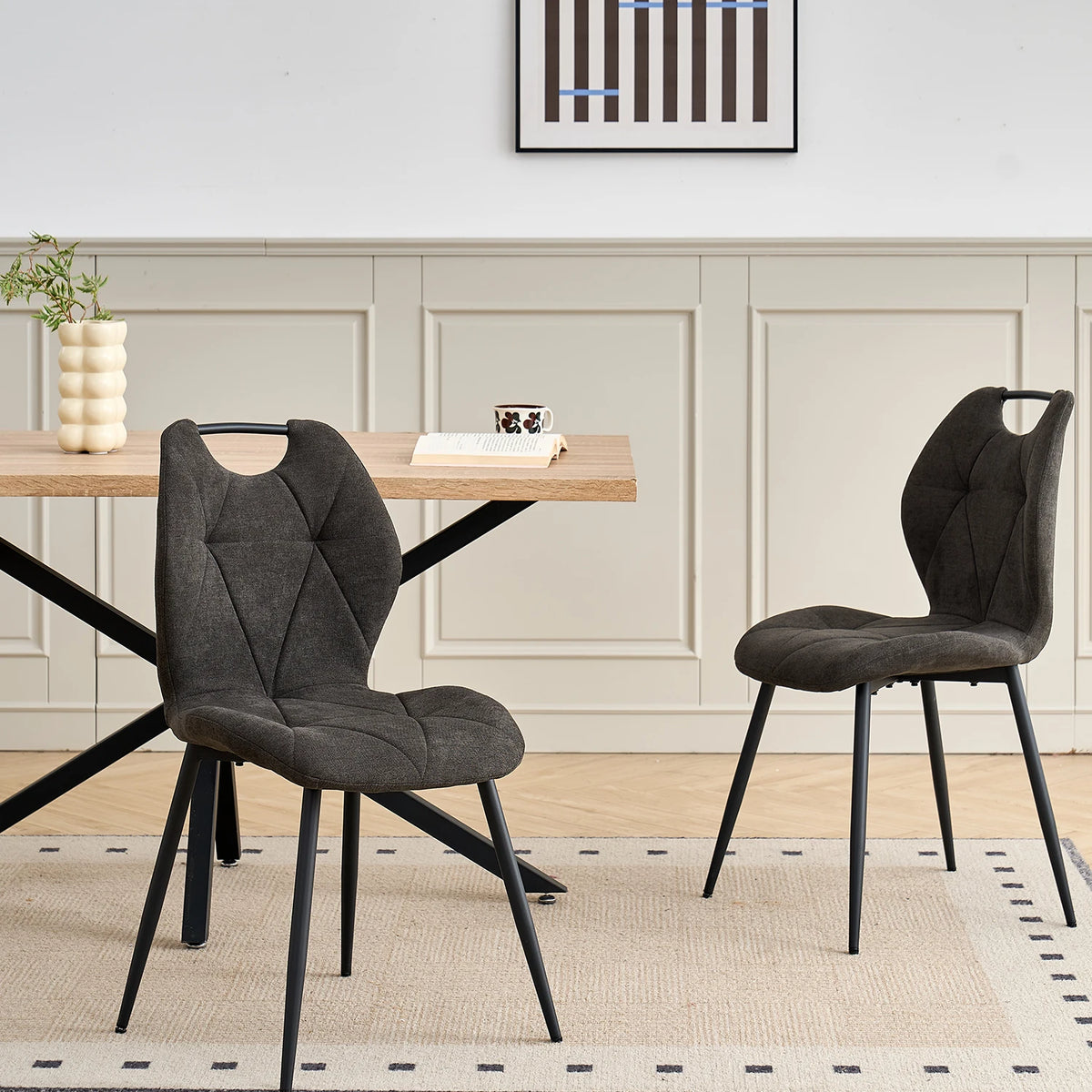 Sedia da pranzo moderna 2/4/6 pezzi, comode sedie imbottite con gambe in metallo per cucina/soggiorno/camera da letto