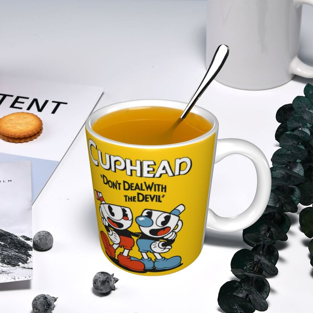 Tazze da caffè personalizzate CupHead e MugMan personaggi dei videogiochi elettronici fai da te tazza da tè al latte in ceramica