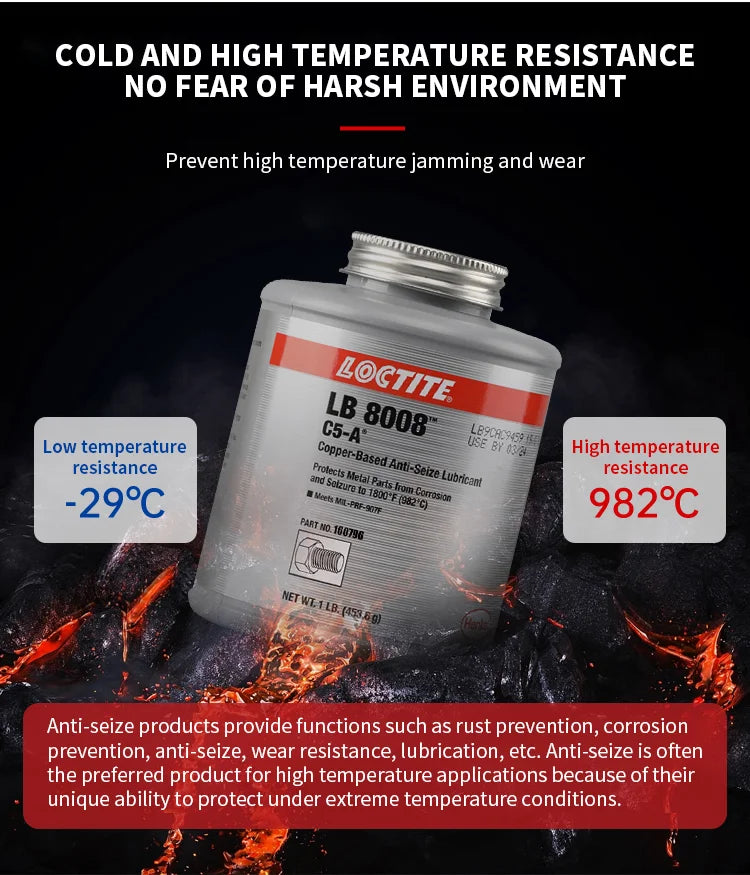 Lubrificante anti-siglia a base di rame Loctite LB 8008 C5-A originale al 100% Grasso per uso generale Lattina da 1 libbra