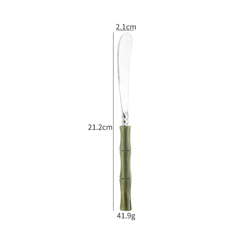 Nuovi posate in resina stile bambù 18/10 in acciaio inossidabile 304 posate classiche set di stoviglie argento blu verde crema trasporto di goccia