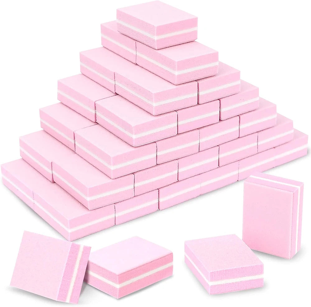 50 pezzi di lime per unghie usa e getta Zebra grana 100/180 e 50 pezzi rosa mini blocchi tamponi per unghie per la cura delle unghie