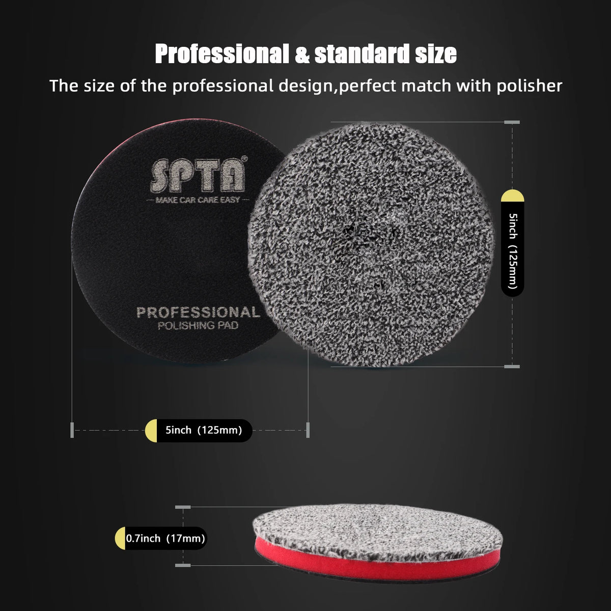SPTA1PC 1"(25mm) 2"(50mm) 3"(80mm) 5"(125mm) 6"(150mm) Cuscinetti da taglio in microfibra per ceratura Lucidatura Rimozione del vortice dei graffi
