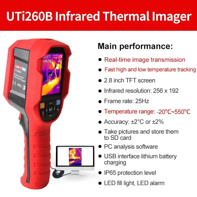 UNI-T UTI260B UTI260A Termocamera 256X192 Pixel Termocamera UTI260B + Circuito PCB Test tubi di riscaldamento a pavimento