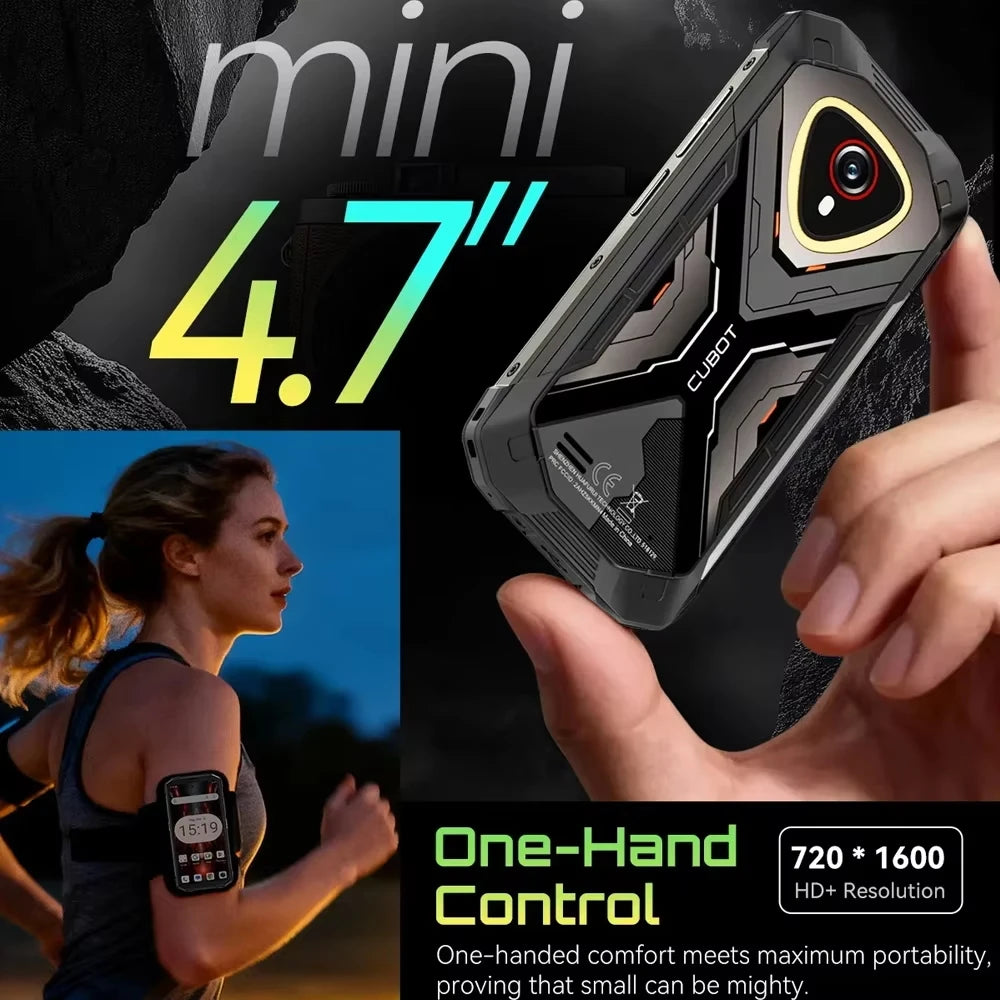 Cubot KingKong MINI 4 6GB+128GB, 4,7" Mini Telefono Cellulare, 4700mAh, Piccolo Smartphone, Android 15, NFC, 48MP, Luce da Campeggio