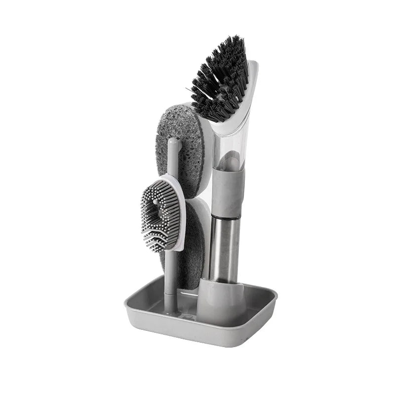 Strumenti per la pulizia della cucina Manico lungo Spazzola per piatti Dispenser di sapone liquido Detergente Spazzola per piatti Spugna per piatti Salviette per lavare i piatti