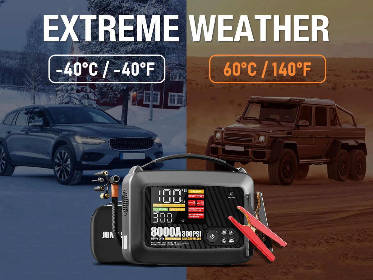 Avviatore di emergenza per auto professionale per impieghi gravosi 8000A con pompa d'aria Potente dispositivo di avviamento per avviamento per batteria per auto 12V