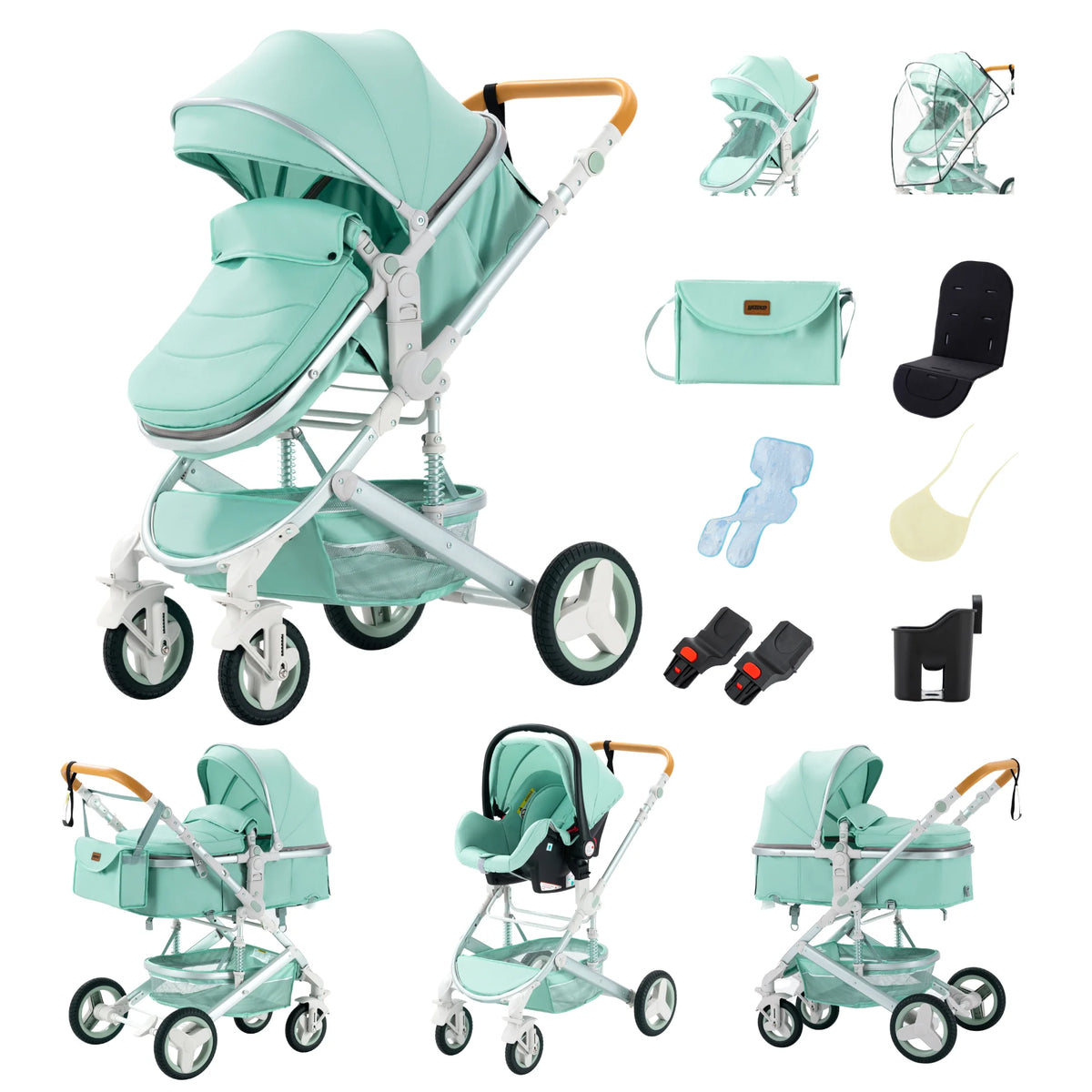 Passeggino 3 in 1 Passeggino multifunzionale Facile da viaggio pieghevole Seggiolino di sicurezza per carrozzina portatile Standard UE Spedizione gratuita