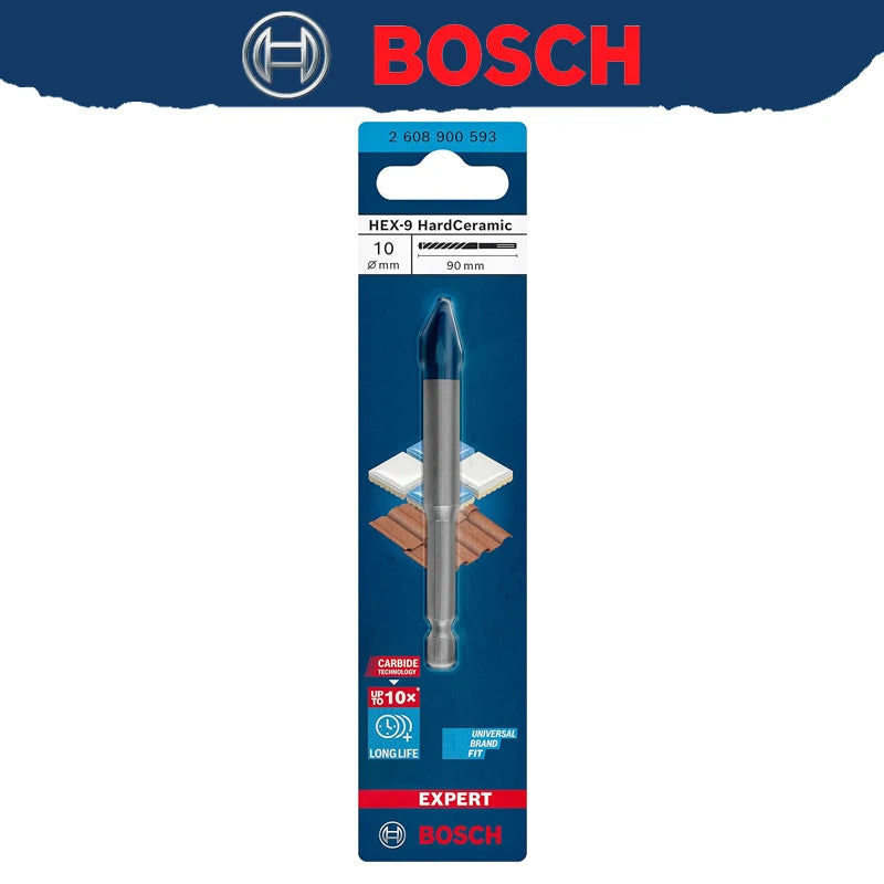 BOSCH EXPERT HEX-9 Punta da trapano in ceramica dura 10X Lunga durata Punta da trapano per pietra in materiale ad alta durezza 2608900590 2608900588